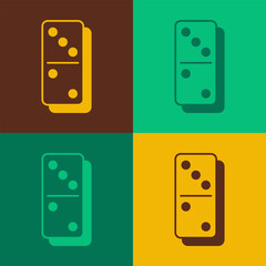 Pop art Domino icon isolated on color background. Vector
