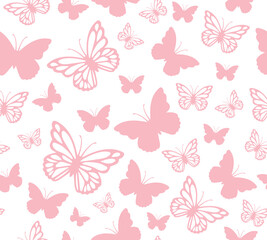 Seamless pattern of pink butterflies, vector illustration for fashion, fabric, wallpaper and cover designs