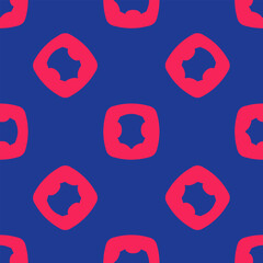 Red Leather icon isolated seamless pattern on blue background. Vector