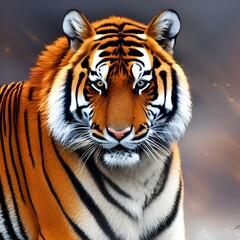 A supernatural tiger with stripes made of fire3, Generative AI