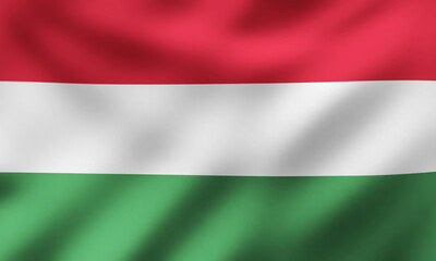 Waving National Flag of Hungary, Vector Illustration