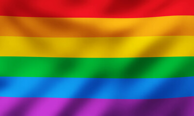Waving Rainbow Flag, Also Known as the Gay Pride Flag, a Symbol of LGBT
