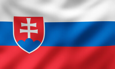 Waving National Flag of Slovakia, Vector Illustration