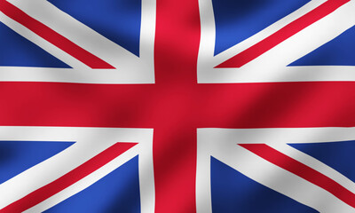 Waving National Flag of United Kingdom (UK) or Great Britain