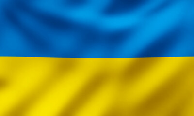 Waving National Flag of Ukraine, Vector Illustration