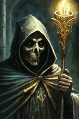 Fototapeta na wymiar An ancient powerful necromancer. Great for fantasy, TTRPG games, cards, etc. 