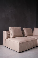 leather detail of sofa - minimalist upholstered furniture