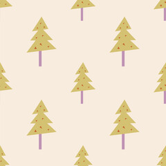 Fototapeta premium Tree seamless pattern repeat nature background illustration for wall art, hardcover, fabric, textile, wallpaper and web and print.