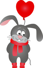 Banny with heart balloon