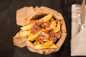 Fries with bacon and cheddar