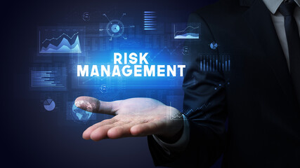 Hand of Businessman holding motivational message