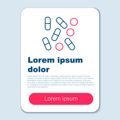 Line Medical pill bottle biohacking icon isolated on grey background. Pharmacy biohacking. Colorful outline concept. Vector