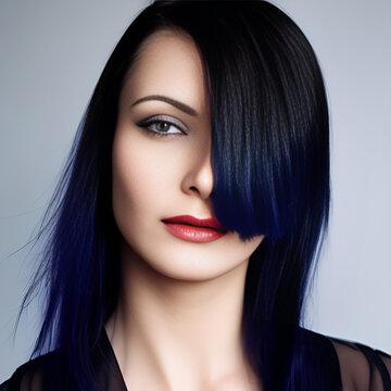 Woman with Blue Hair and covered eye