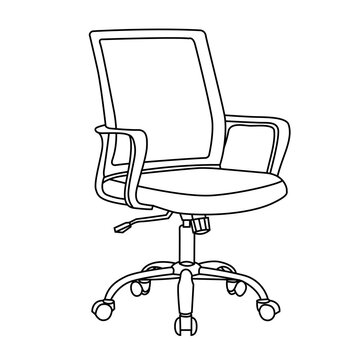 recommend clip art: Adjustable Rolling Chair, Office chair editable vector illustration on white background. chair Line art, clip art. swivel chair, Hand-drawn design elements.