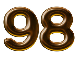 Number 98 design with balloon style in 3d render 