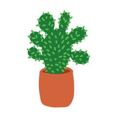 Cartoon cactus. Vector illustration in flat style isolated on white background.