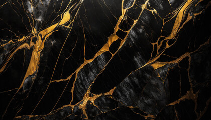 Marble texture, black and gold - background, glitter, abstract