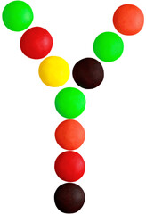 Letter Y made out of candy