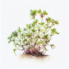 Watercolor Alfalfa Sprouts Isolated on White Background. Generative AI