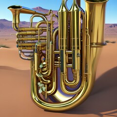 A tuba made of a desert mirage2, Generative AI