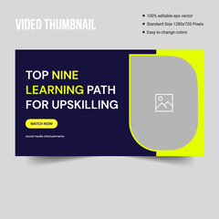 Learning path creative video thumbnail cover banner design template