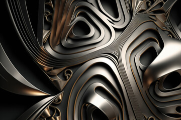 Metal structure in the abstract textured background. Generative AI