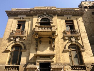 Old beautiful buildings in the streets of downtown cairo in Egypt