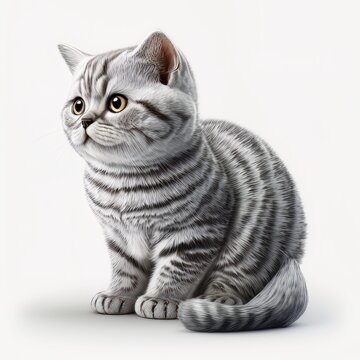 This captivating picture showcases an endearingly cute and fluffy british silver tabby shorthair cat with a charming expression and playful demeanor. 
