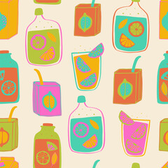 Seamless pattern with handdrawn and colorful citrus. Perfect for packaging, wrapping paper.