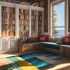 Cozy reading nook with natural light1, Generative AI