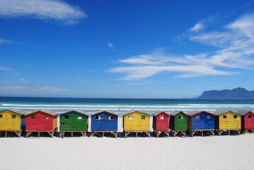Amazing colorful houses of Muizenberg, Cape Town, South Africa