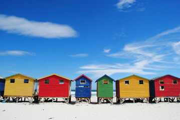 Amazing colorful houses of Muizenberg, Cape Town, South Africa - obrazy, fototapety, plakaty