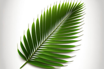 palm tree leaf in green on a white background. Generative AI