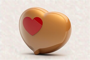 Heart shape on white background. 3d render. Love concept.