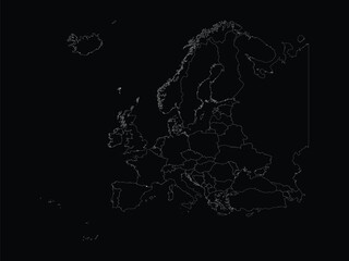 White map of Andorra within map of European continent on black background