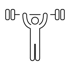 barbell man icon on white background, vector illustration.