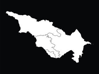 White map of Caucasus countries on black background