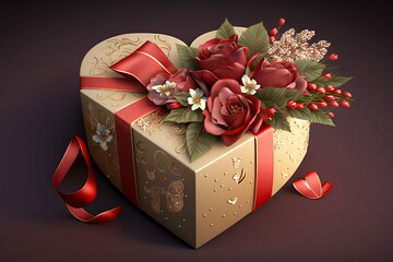 Heart-Shaped Gift Box - Perfect Valentine's Day Present, Valentine day, romantic, flowers