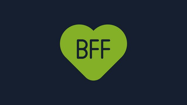 Yellow BFF or best friends forever icon isolated on blue background. 4K Video motion graphic animation