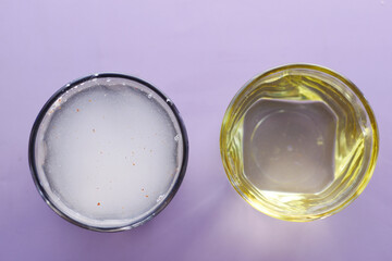 comparing dirty and clean eater on black background 