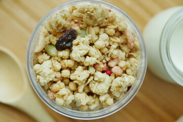 detail shot of granola Musli in a bowl, 