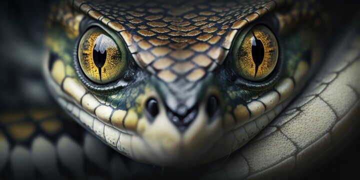 Close up photo of a snake - created with generative AI technology