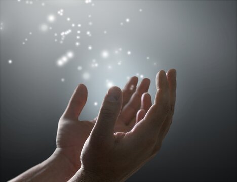 Prayer Person Praying God On Dark Background