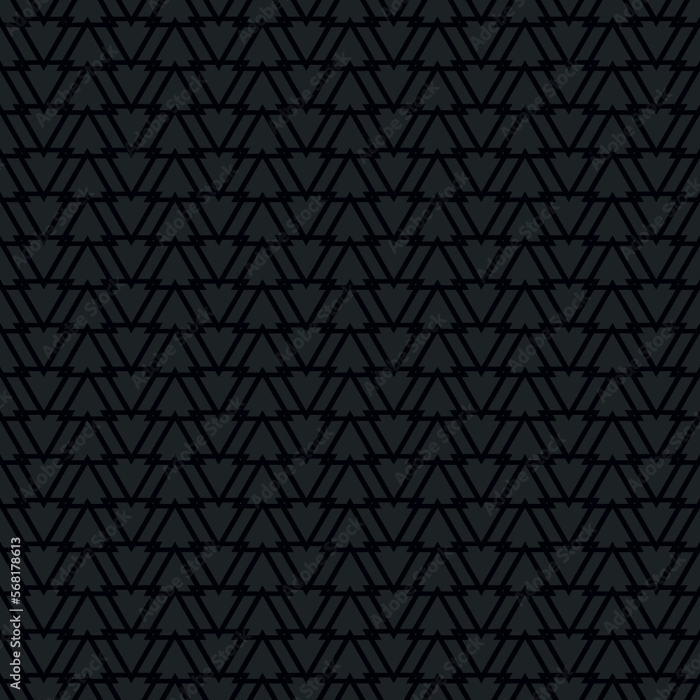 Poster tile vector pattern with grey triangles on black background