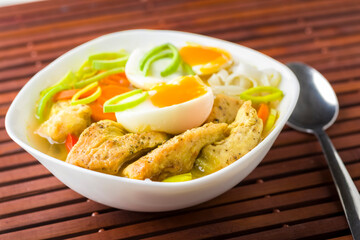 ramen style soup with rice noodle