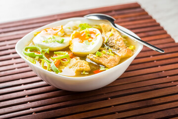 ramen style soup with rice noodle