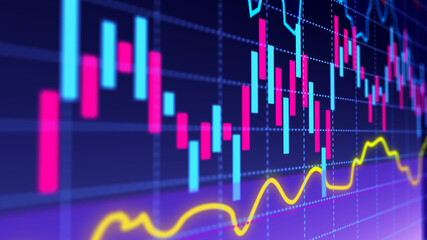 Stock exchange graph showing market value going ups and down