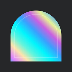 Holographic sticker. Different shape on gradient badget. Vector illustration