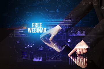 Businessman touching huge screen concept