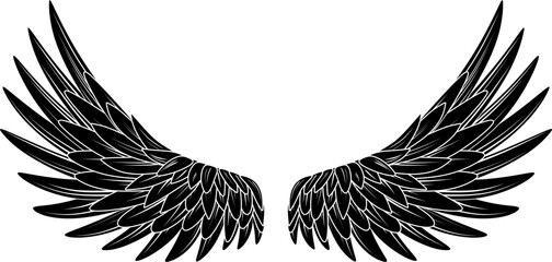 black eagle wings on transparent background – vector